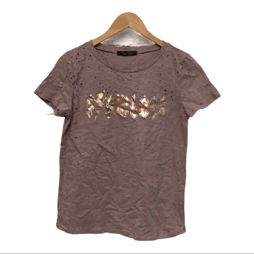 Rags II Riches mauve rose gold Flawless‎ holey tee